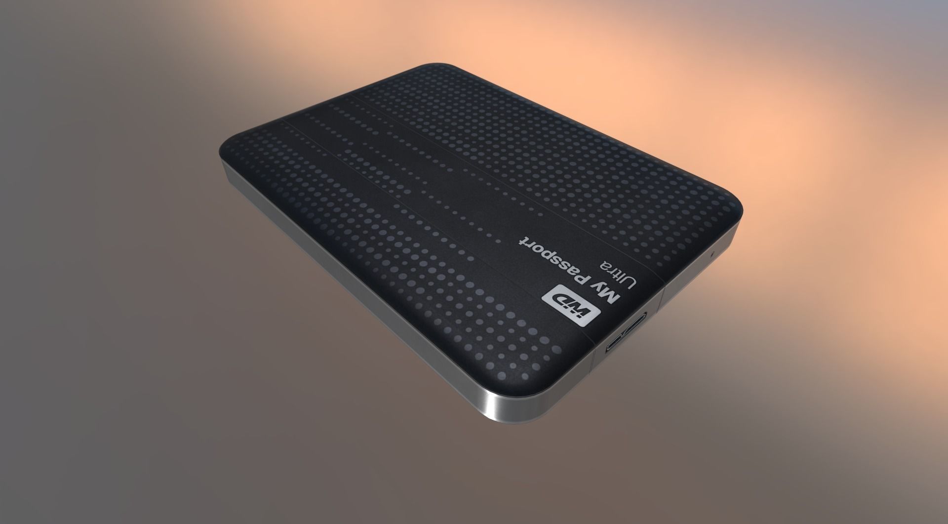 External HDD With USB Cable Rigged WD Version Low-poly 3D model_13