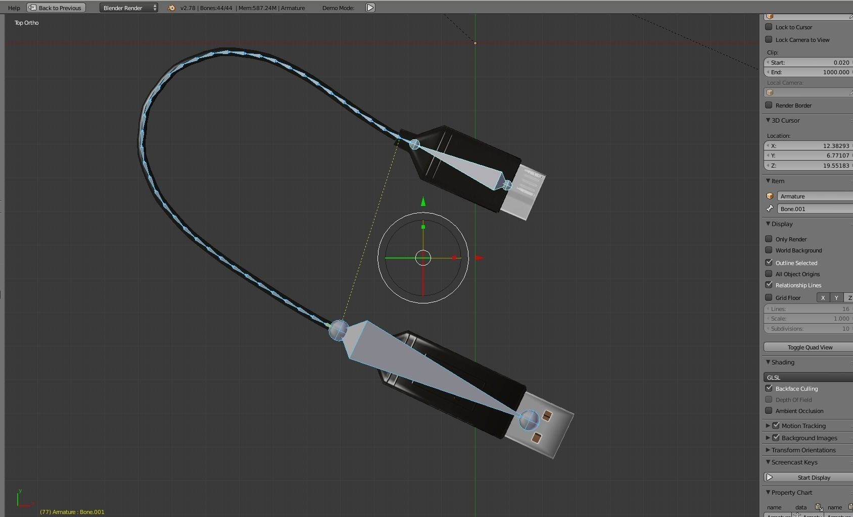 External HDD With USB Cable Rigged WD Version Low-poly 3D model_14