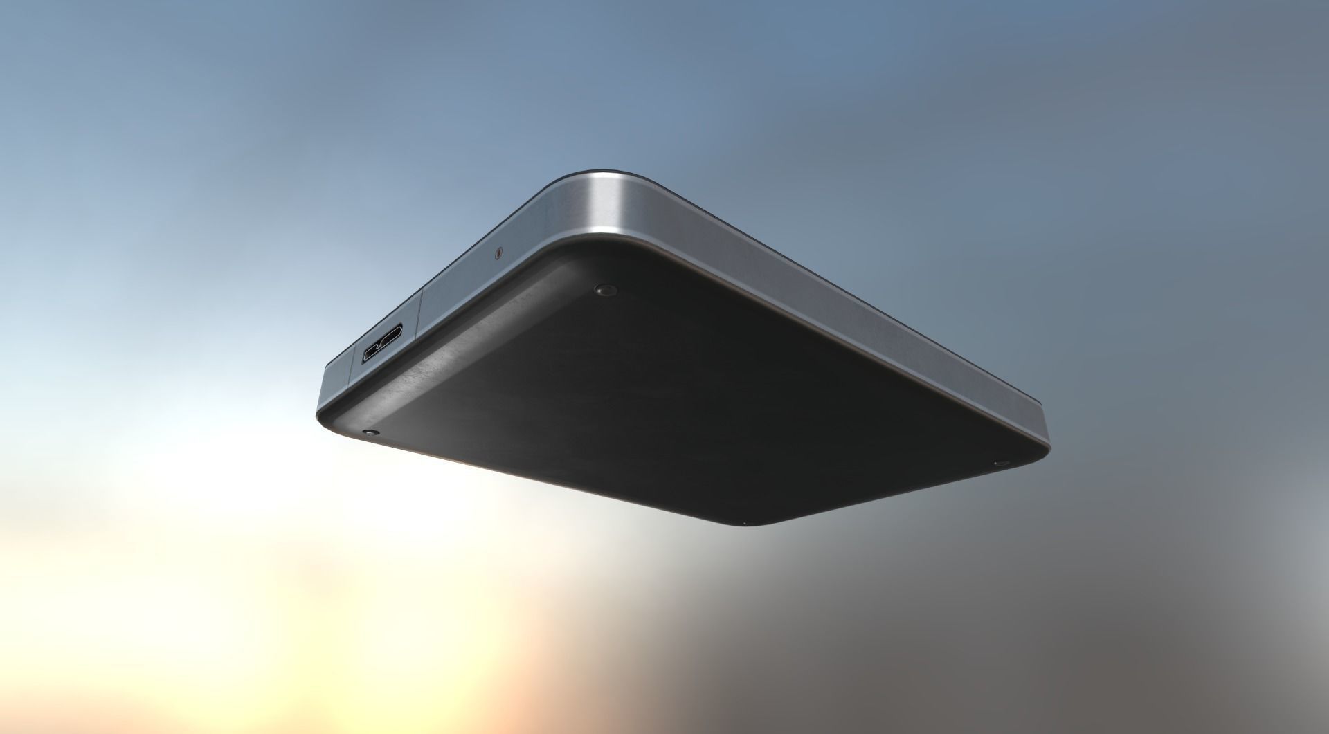 External HDD With USB Cable Rigged WD Version Low-poly 3D model_9