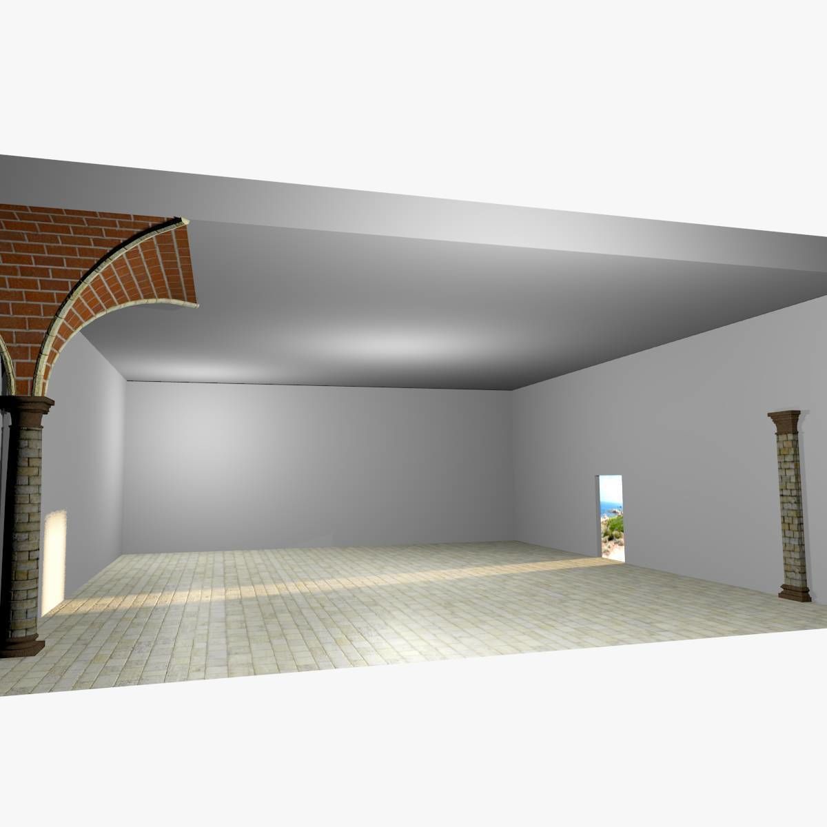Vaulting 2-3 Romanic 750cm spaced with thin curbs Low-poly 3D model_4
