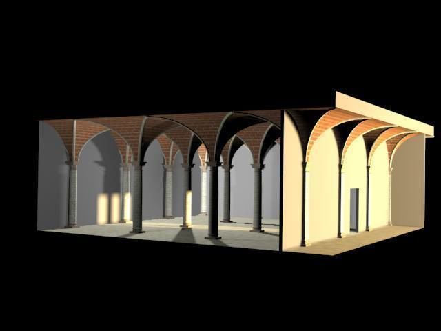 Vaulting 2-3 Romanic 750cm spaced with thin curbs Low-poly 3D model_6