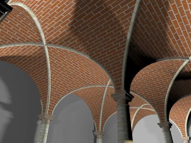 Vaulting 2-3 Romanic 750cm spaced with thin curbs Low-poly 3D model_8