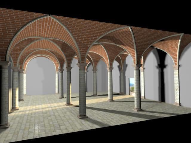 Vaulting 2-3 Romanic 750cm spaced with thin curbs Low-poly 3D model_7