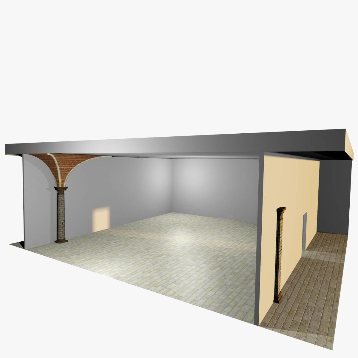 Vaulting 2-3 Romanic 750cm spaced with thin curbs Low-poly 3D model_5