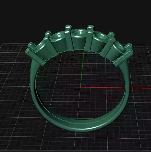Five Stone Ring STL  Prong Setting 3D Jewelry Model