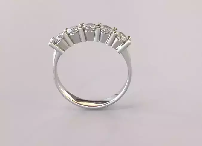 Five Stone Ring STL  Prong Setting 3D Jewelry Model