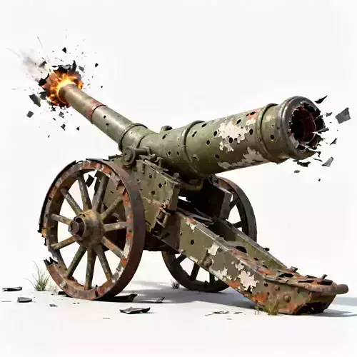 Destroyed Field Artillery Cannon 3D Model