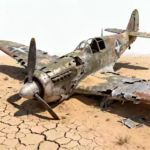 Crashed WWII Fighter Plane Wreck 3D Model