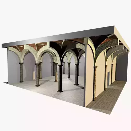 Vaulting 2-5  Romanic  750cm spaced  thick arches and thin curbs