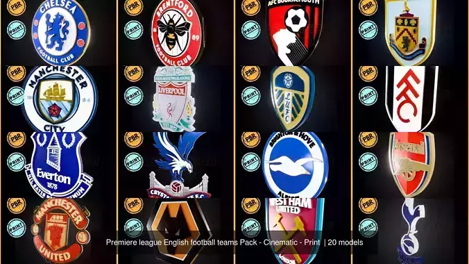 Premiere league English football teams Pack - Cinematic - Print 