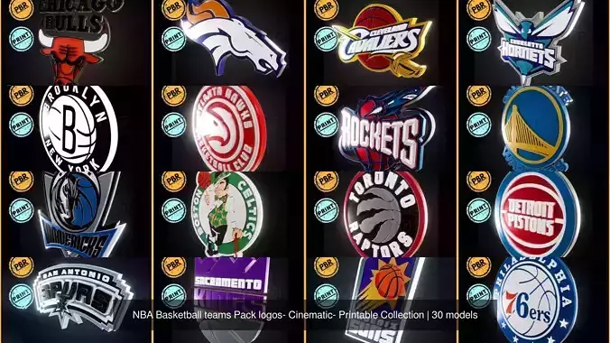 NBA Basketball teams Pack logos- Cinematic- Printable Collection