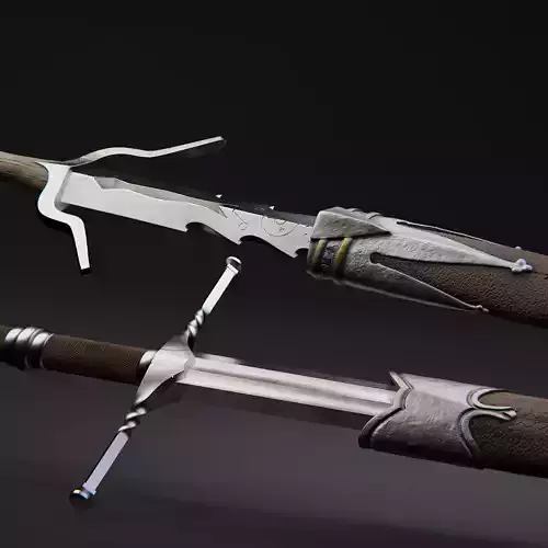 Ciri Witcher 4 Inspired Silver and Steel Sword and Scabbard