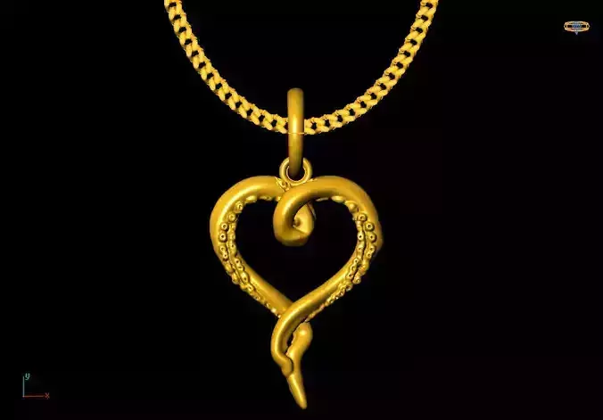 Octopus Heart pendant charms - one inch pendant