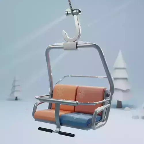 Winter Ski Lift Chair  Low-Poly Snow Resort Asset