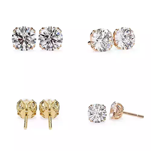 Filigree Round Solitaire Stud Earrings CAD Model 3DM STL