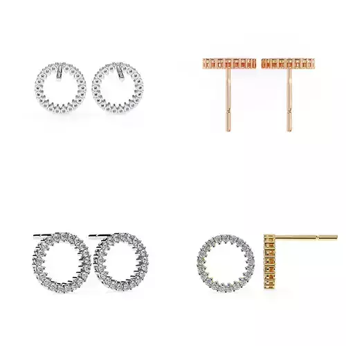 Diamond Circle Stud Earrings 3DM STL