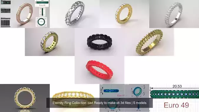 Eternity Ring Collection  cad Ready to make stl 3d files