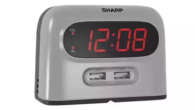 Digital Alarm Clock With USB 3D Model