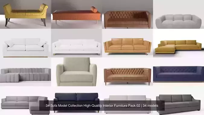 34 Sofa Model Collection High-Quality Interior Furniture Pack 02