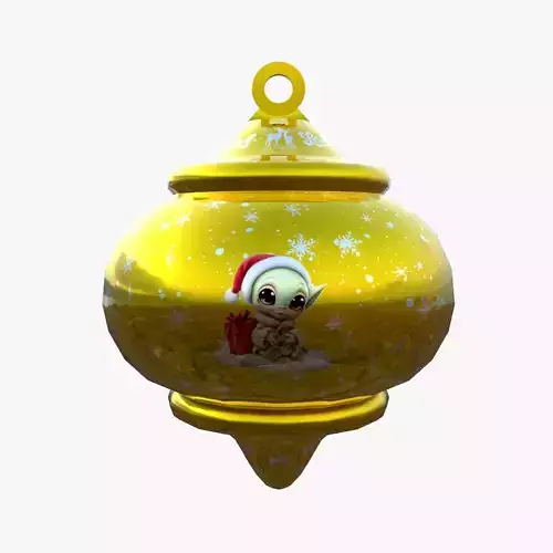 Playful Baby Holiday Golden Bauble 3D Model SubReady PBR 