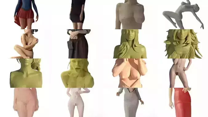 34 Female Posed Character Models - Print-Ready Collection
