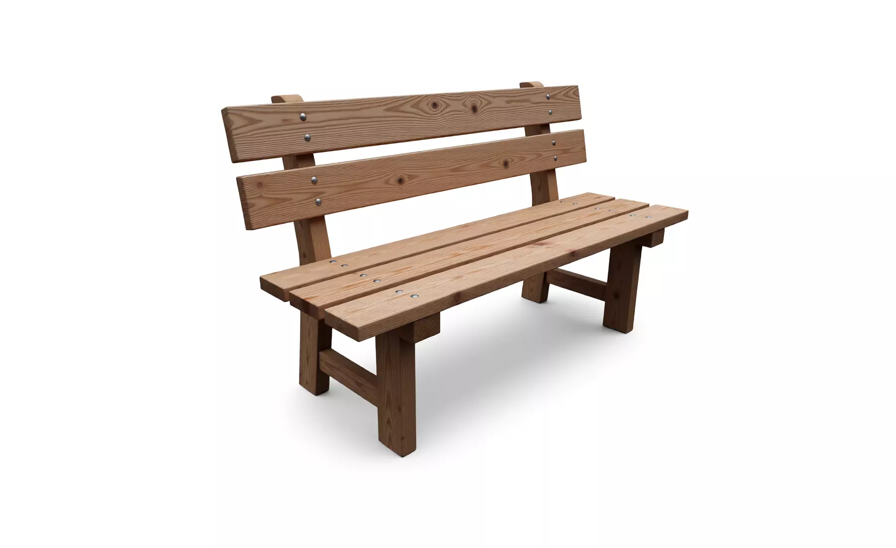 Rustic Outdoor Wooden Bench for 3D print Low-poly 3D model