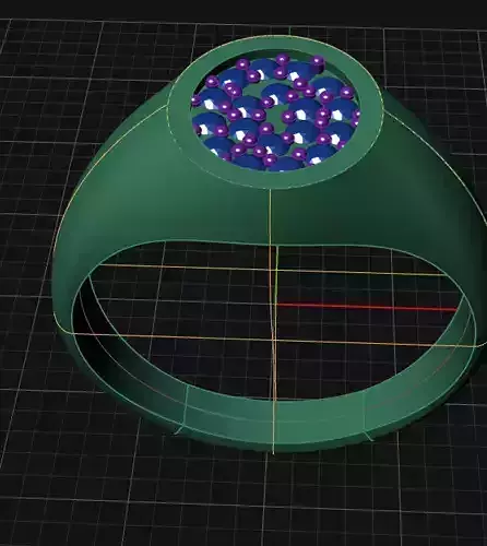 Cluster Signet Ring STL  Stone Setting Jewelry Model