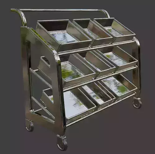 Metal Bakery Display Cart 3D Model