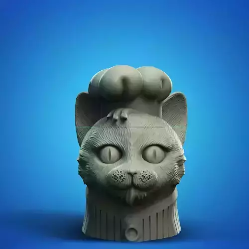 Chef Meow Cat Head Jar 3D Printable STL File