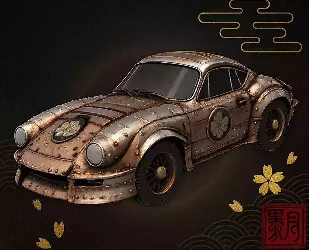 Samurai Fusion Car Armored Retro Vehicle Game-Ready