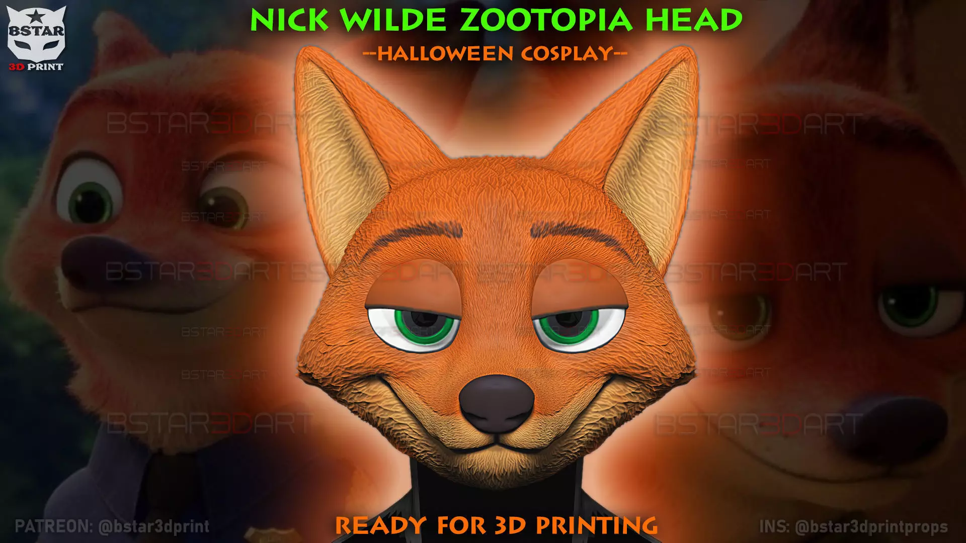 Zootopia 2 - Nick Wilde Red Fox Head Wearable 3D print model