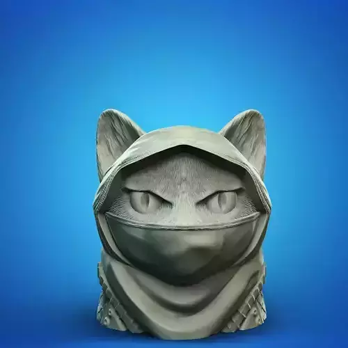 Ninja Cat Head Jar 3D Printable STL File