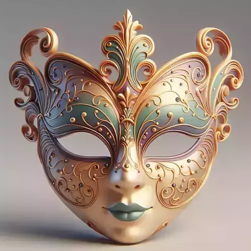 2990  Venetian Carnival Mask  Color  3D Model  magic