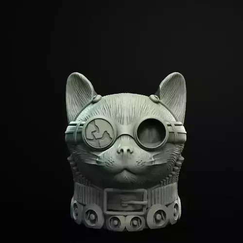 Steampunk Cat Planter 3D Printable STL File
