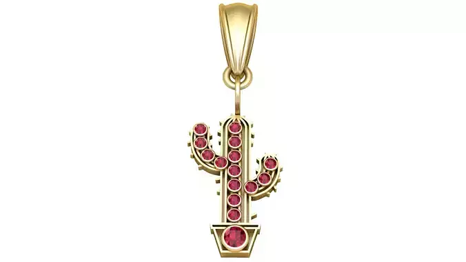 Golden Cactus Pendant 3D Printable Model