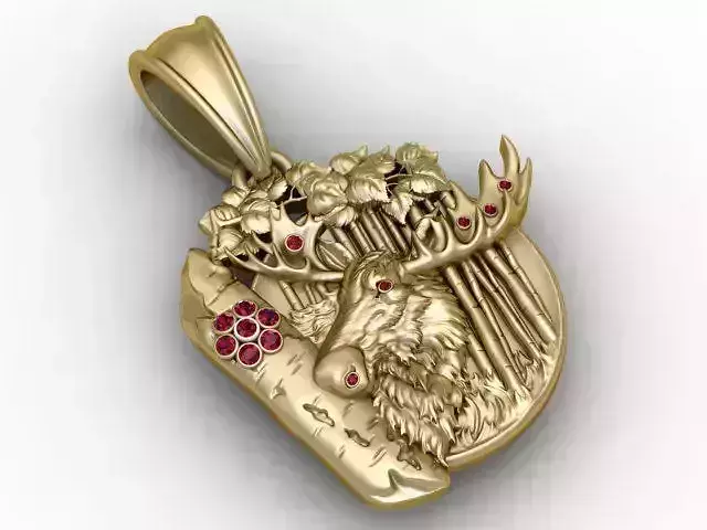 Majestic Moose Forest Scene Pendant 3D Printable Model