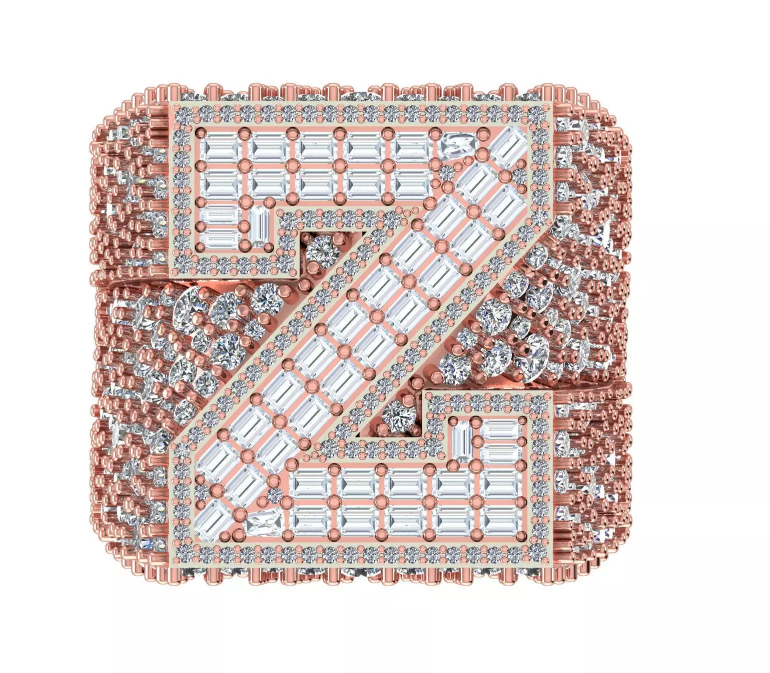 alphabet English font ring D 3D print model 3D print model