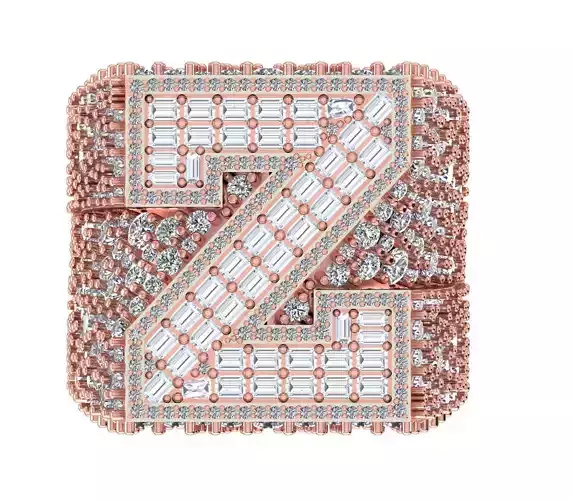  alphabet English font ring D 3D print model