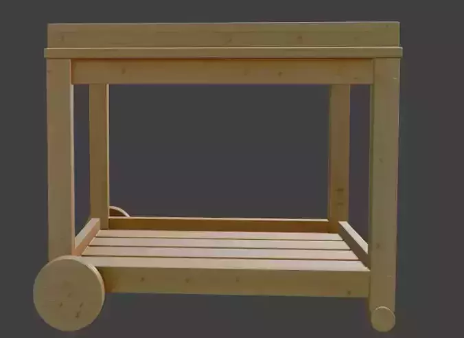Wooden Serving Cart 3D Model