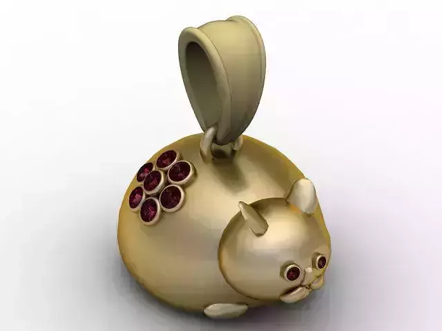 Gemstone Kitty Charm 3D Printable Pendant