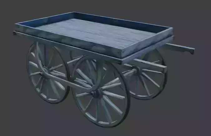 Old Wooden Farm Cart 3D Model