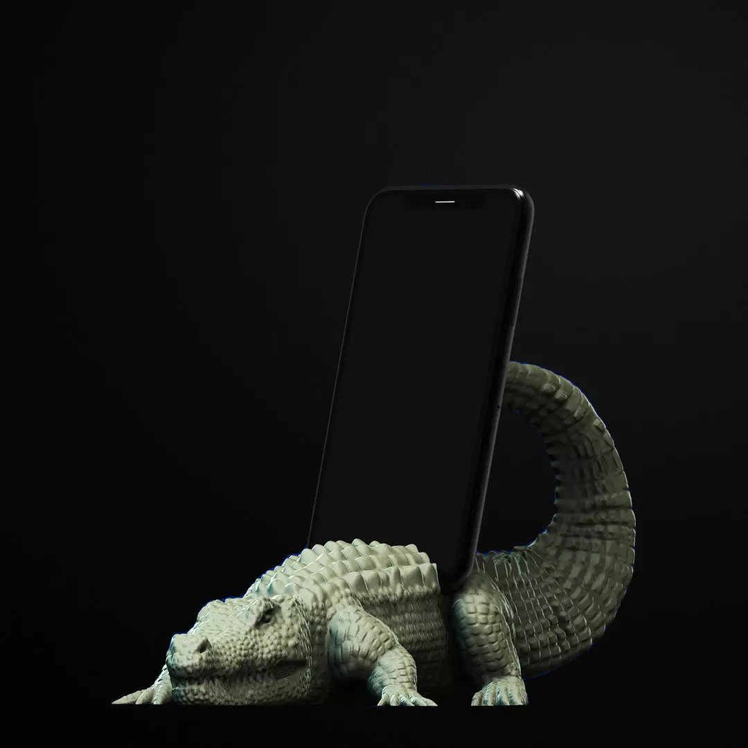 Crocodile Mobile Holder 3D Printable STL File 3D print model