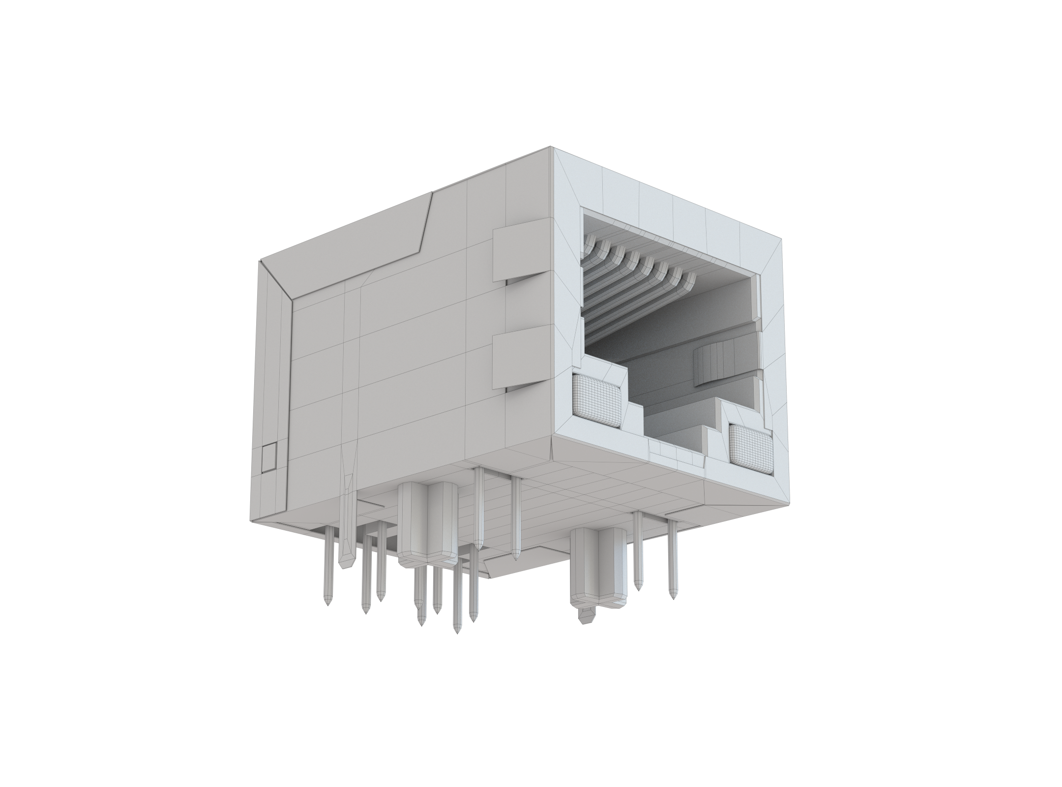 Ethernet socket 3D model_2