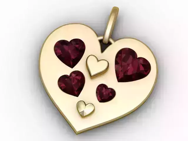 Golden Heart Pendant 3D Printable Model