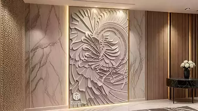 modern panel wall decor set relief stl mural CNC 291