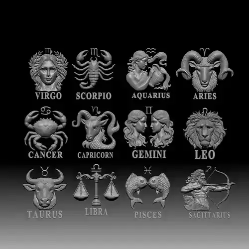 all 12 zodiac designs PACK ready for 3d printing 3D print model