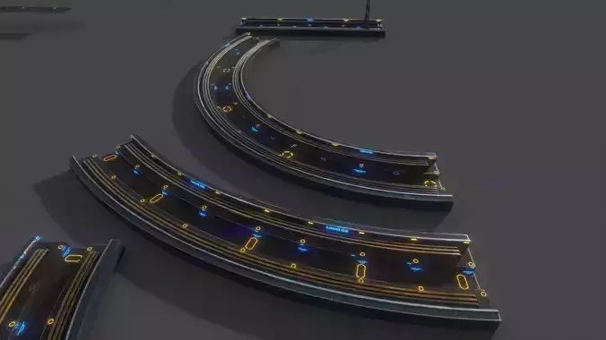 Sci-fi Platform Road Pack Low-poly 3D model 5