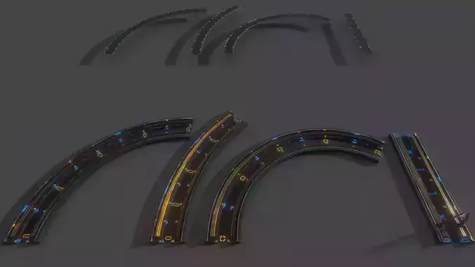 Sci-fi Platform Road Pack Low-poly 3D model 3