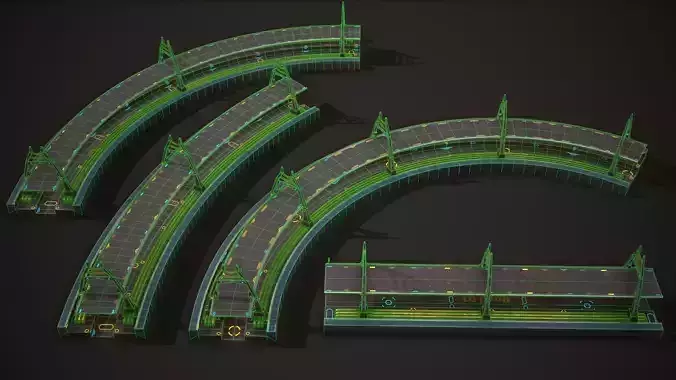Sci-fi Platform Road Pack Low-poly 3D model 2