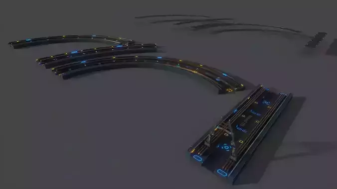 Sci-fi Platform Road Pack Low-poly 3D model 4
